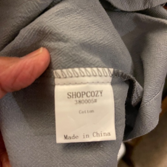 C.O.Z.Y. Grey Cotton Long-Sleeved Dress with Pockets - Picture 6 of 6